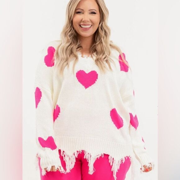 Looking For A Lover Sweater, Ivory-Pink XL/XXL Chic Soul - Picture 2 of 10